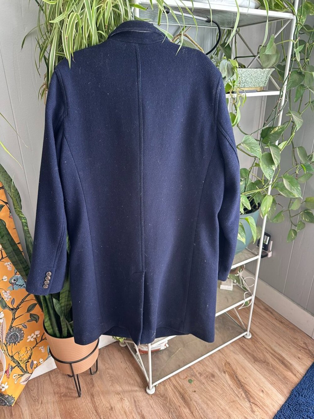 GAP Men’s Wool Blend Navy Topcoat Overcoat Large Tall L Tall - Picture 5 of 12